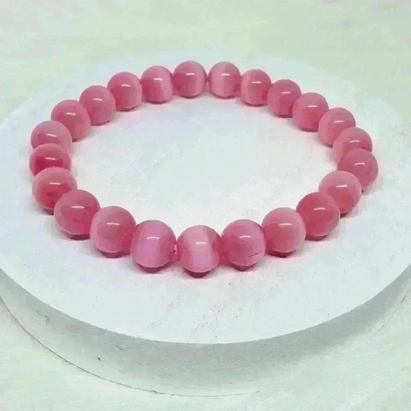 Pink Moonstone Beaded Bracelet - Picture 1 of 8